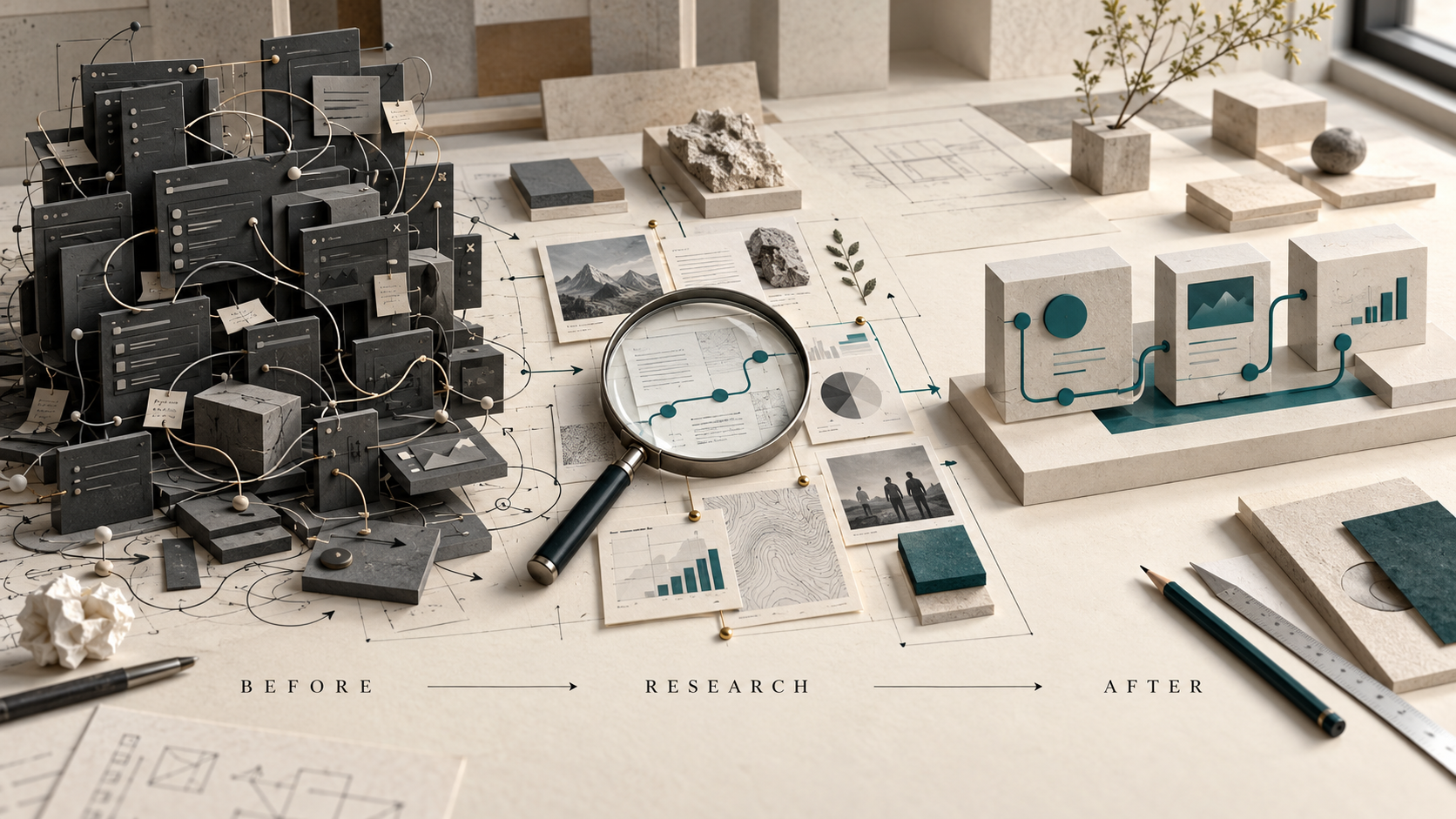 Research transforms a tangled collection of interfaces into three purposeful connected modules.