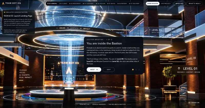 Level 00: the Central Sanctuary with the Core and the visitor briefing